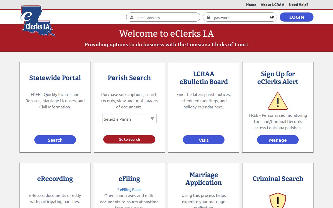 West Baton Rouge civil docket eClerksLA access portal