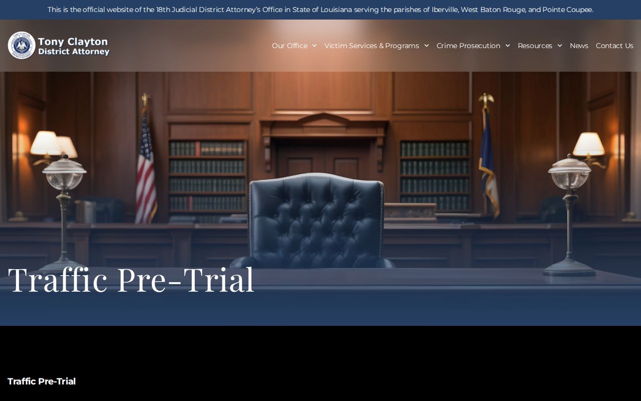 West Baton Rouge Parish traffic court 18th JDA pretrial citation form